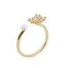 925 Sterling Silver Sunflower With Cz Firework Pearl Rings For Women