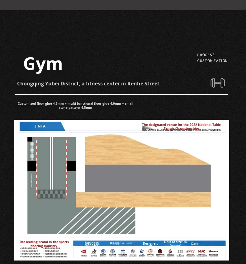 Jinta Modern Design Indoor Gym PVC Sports Flooring Mat Rectangle Shape ...