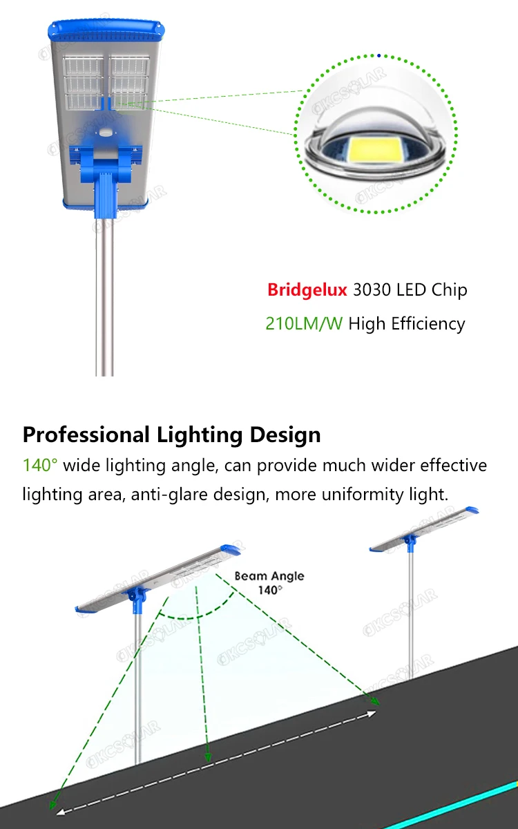 Mppt Charging Pathway Led Street Lamp 100w Integrated Solar Street