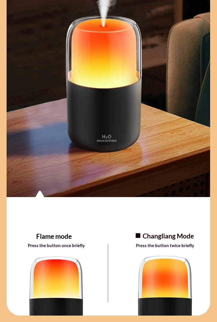 New Smart Simulation Flame Aroma Diffuser USB Mini Ultrasonic Plastic Home Desktop Fragrance Machine Flame Humidifier Ambient