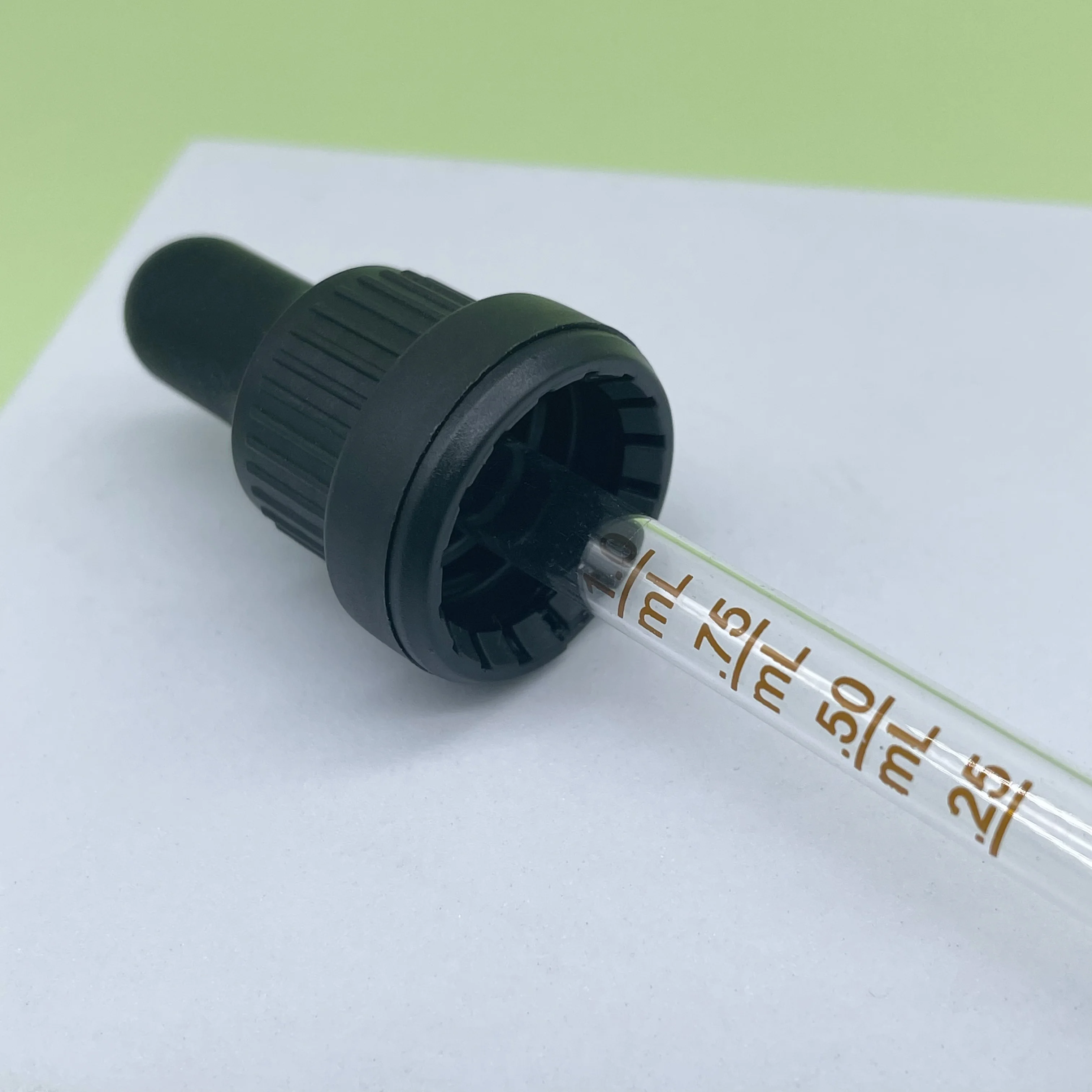 product 18mm black tamper proof glass dropper tamper evident ribbed screw cap glass dropper with black teat for essential oil bottle-30