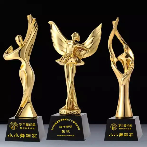 New styles Gold Silver Crystal Ballet Dance Trophies and Awards UV Printed Plaques from China for sports events details