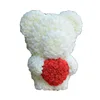 45cm high White Foam Teddy Rose Bear with Heart Rose