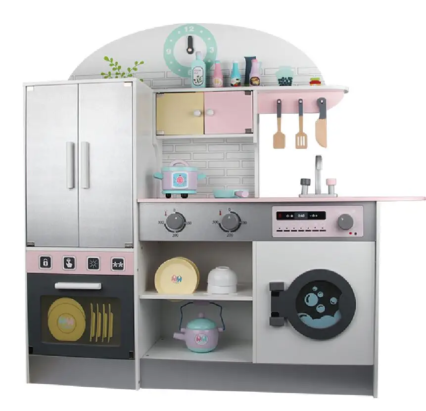 large grey wooden toy kitchen