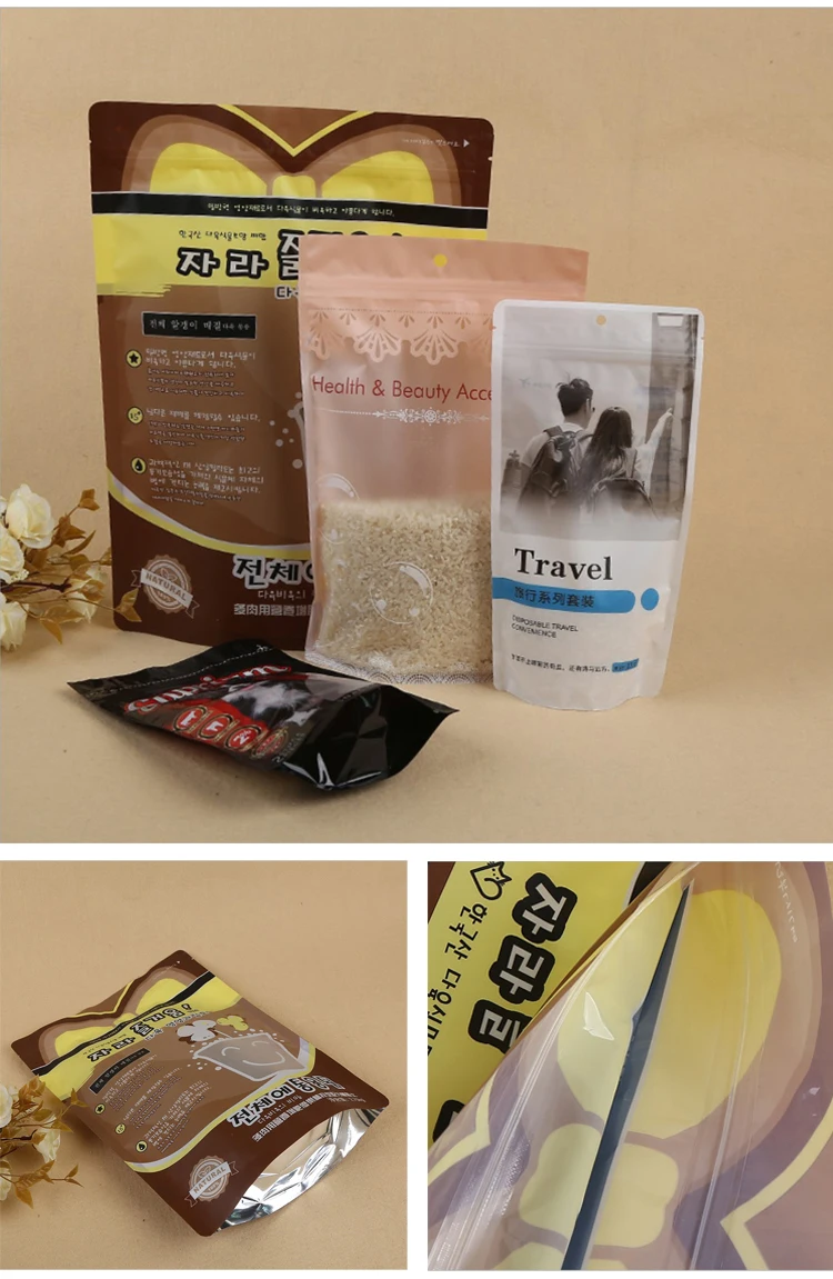 Customized design food packaging aluminum foil vacuum bag stand up pouch bag mylar bag stand up supplier