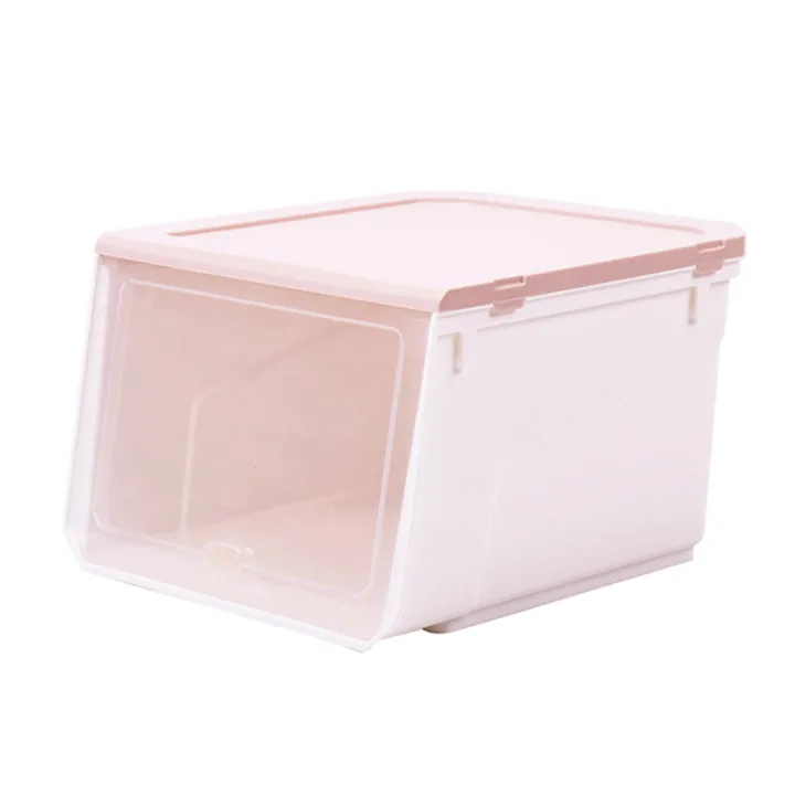 Plastic Stackable Organizer Storage Container Double Doors Box Drawer Shoes Sneakers Stackabke Bin Plastic Sport Shoe Case