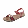 red pu flat buckle strap free sample women slippers gladiator arabic sandal