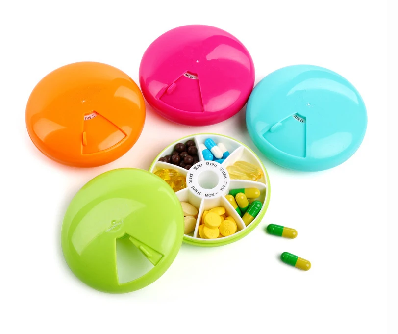 7 days round pill box