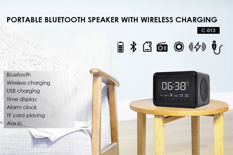 Hot Selling Radio Clock With Wireless Chargering Wooden Alarm Clock Bluetooth Speaker For Mobile Phone - ANKUX.COM