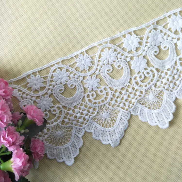 Lace Fabric Dubai Trimming Organza Cotton Lace Stretch Trim Braid White Embroidered Lace Trim