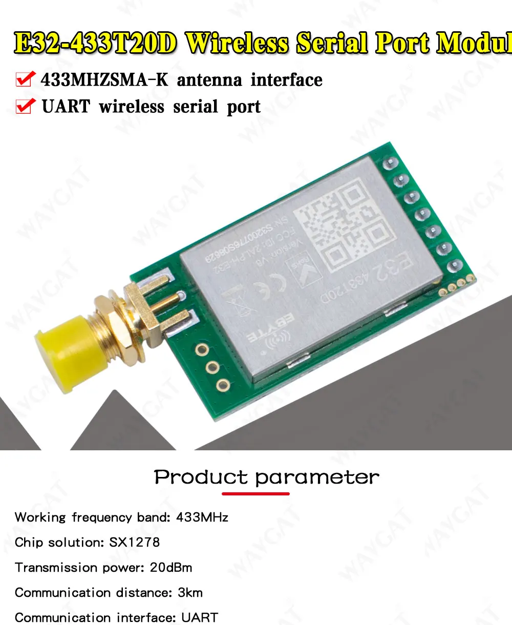 E32-433T20D-V2.0 LoRa 433MHz Wireless RF Module IoT Transceiver CDSENET ...
