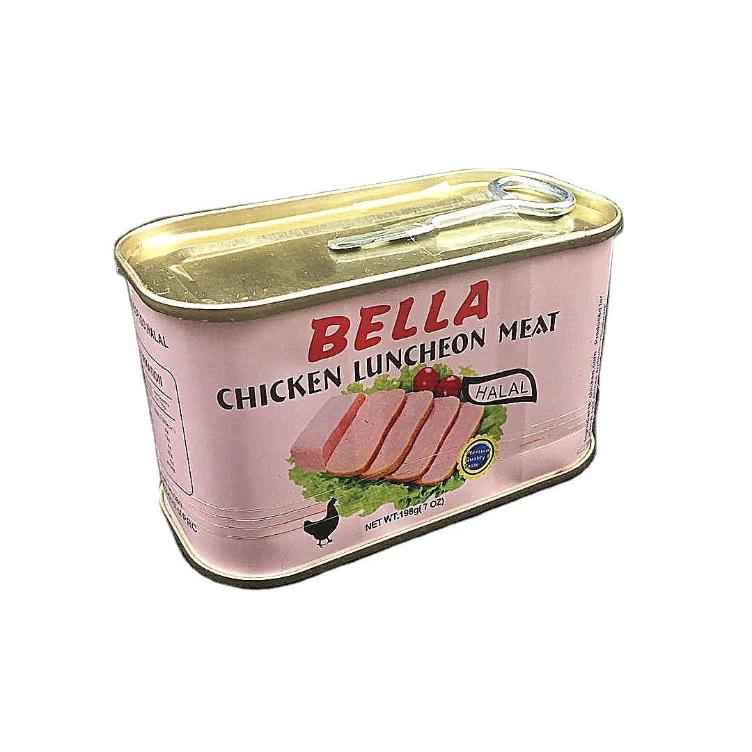 
cheap price china factory 198g Chicken luncheon, Pork luncheon Beef Luncheon Meat canned meat 