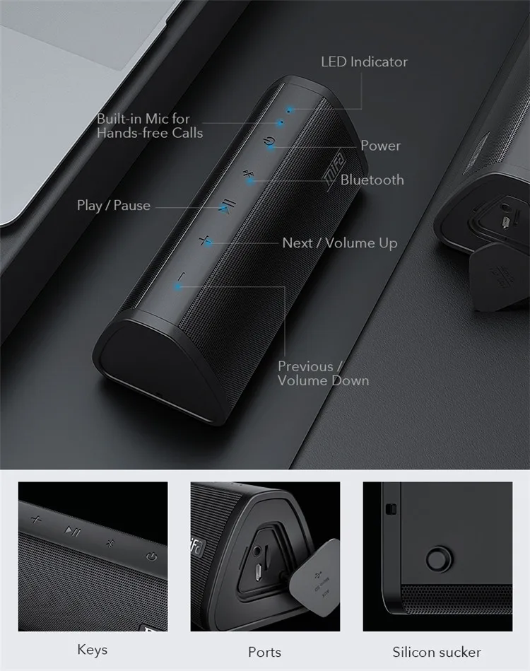 MIFA A10 wireless 10W Portable Outdoor Column Wireless Hifi Soundbar T&G Speaker with USB and TF Card - ANKUX.COM