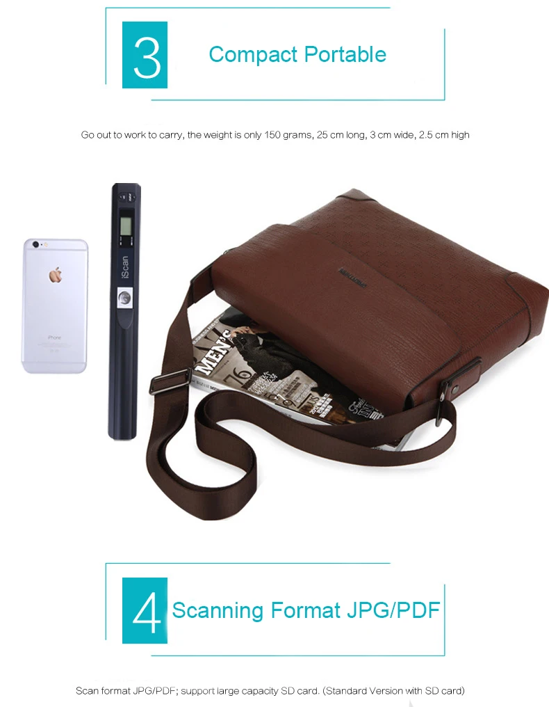 Dm Portable Photo Scanner Digital Scanner 900dpi Handyscan Wireless A4