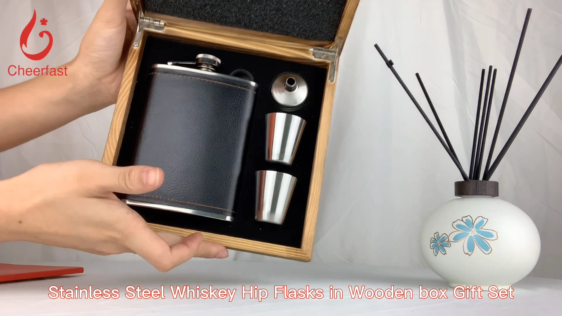 Impressive Flask Gift Set With Wooden Box Drinkware Is Lead Free And