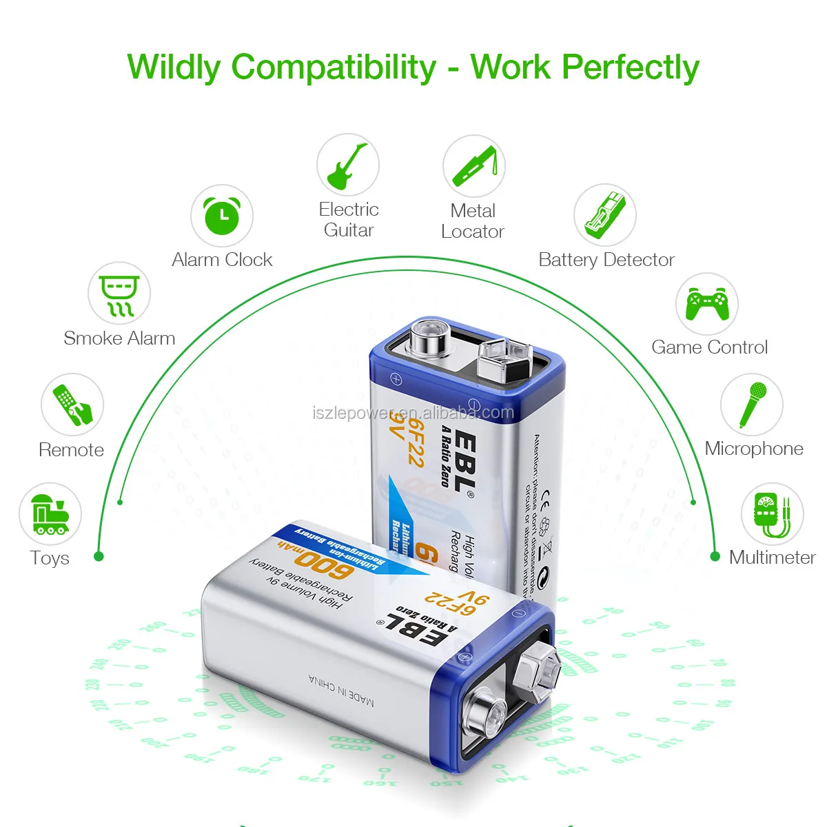 Ebl 6f22 9v Rechargeable Battery 600mah High Capacity 1200 Recharge Times Buy 9v Batteries9