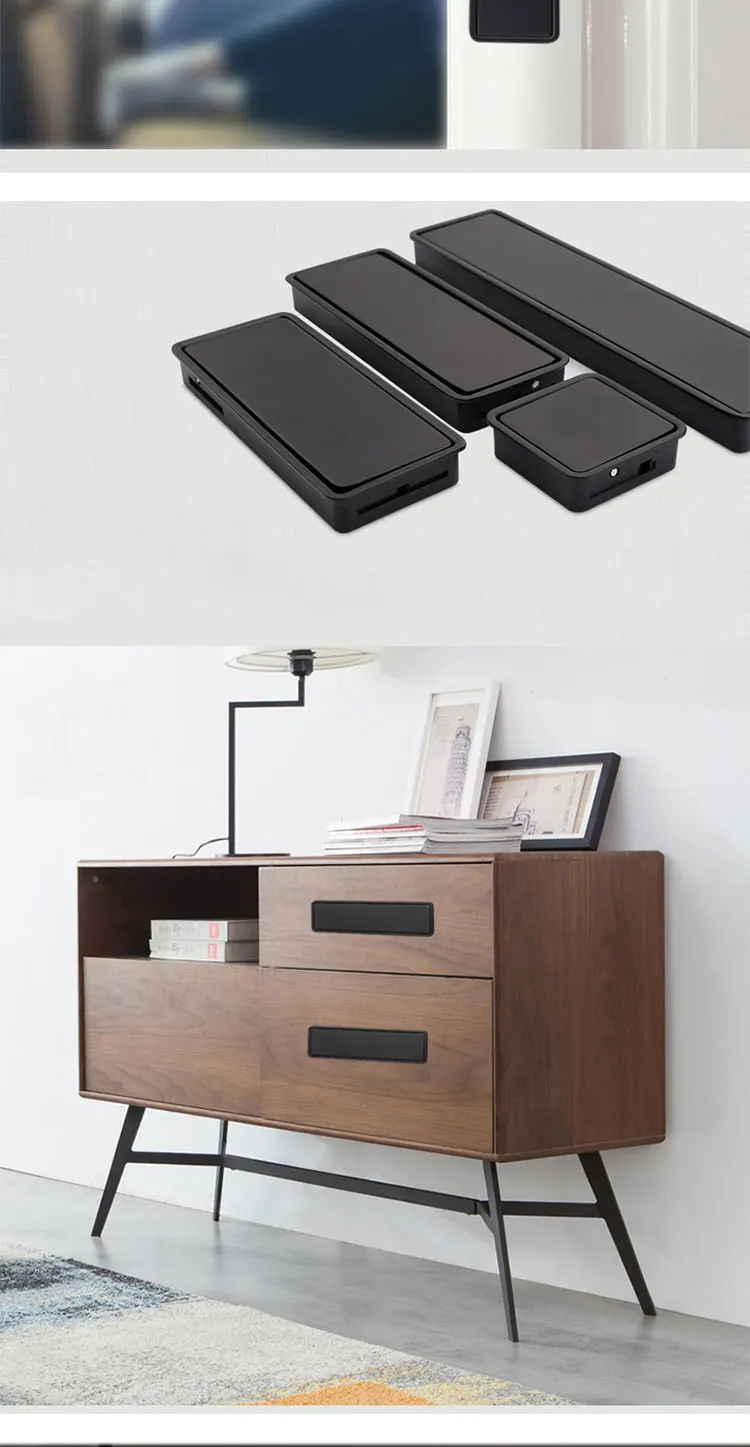 High quality Zinc Alloy Black Square kitchen recessed handle Concealed Hidden handle//