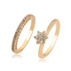 16207 xuping jewelry 2019 hot selling gold ring set wedding white zircon petal shape ring
