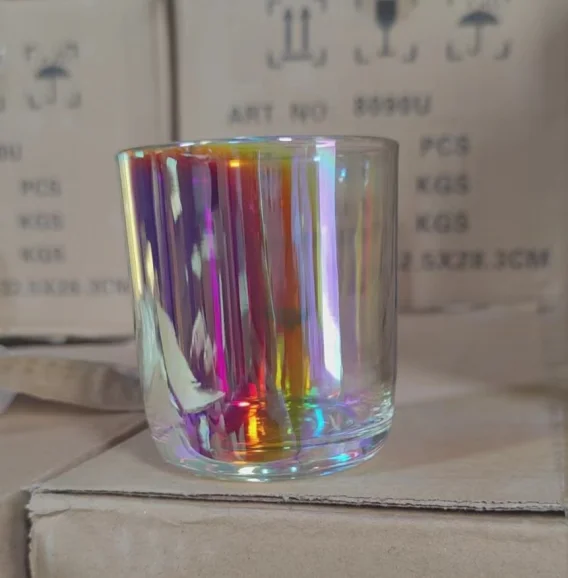 Wholesale Unique Candle Jars Luxury Shiny Iridescent Glass Candle Jars
