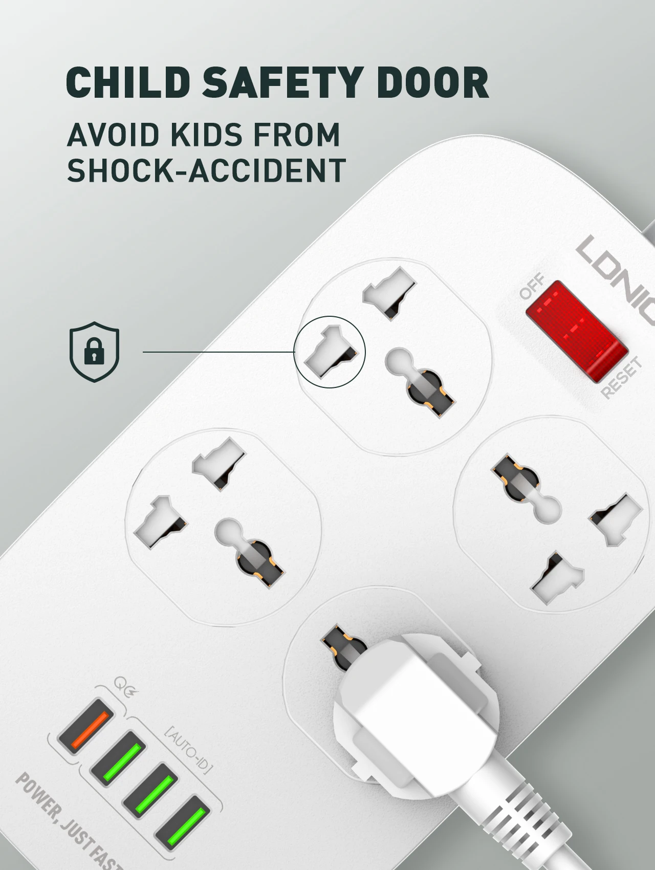 LDNIO SC4407 Defender Series Power Extension Cord 4 Power Socket 4 Usb 2500W 10 LDNIO SC4407 Defender Series Power Extension Cord 4 Power Socket 4 Usb 2500W 10