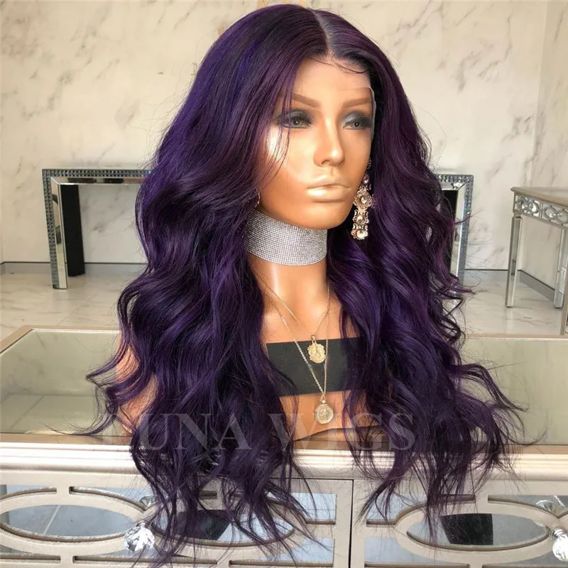 dark purple lace front wig human hair