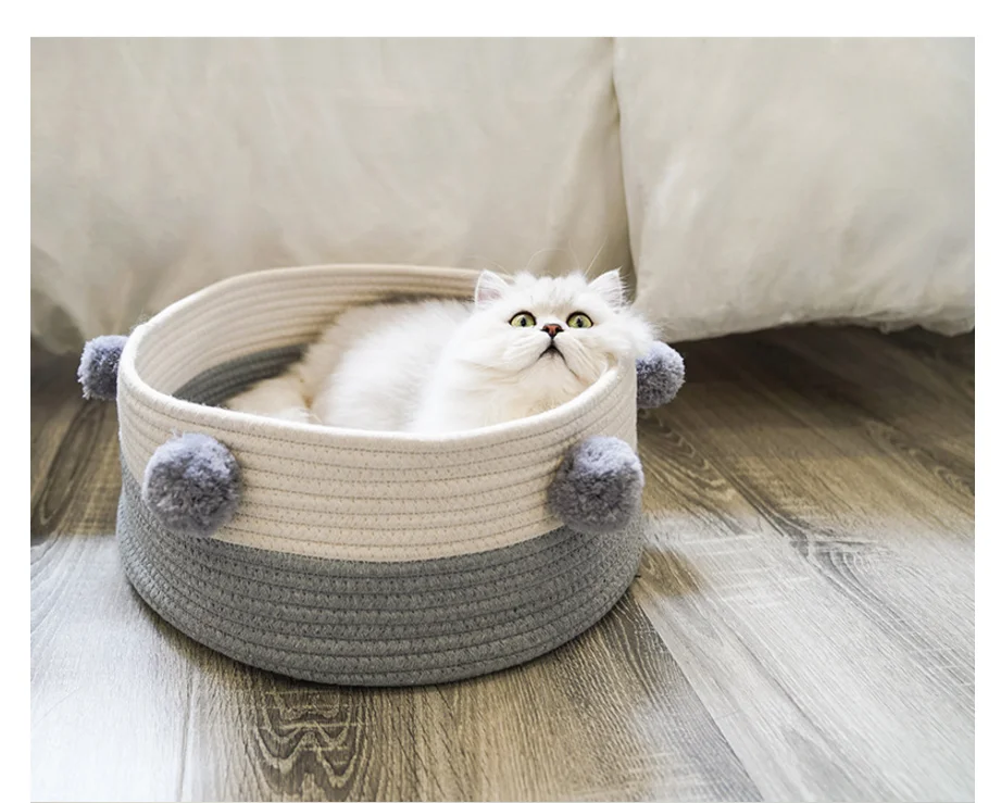 透气编织圆形宠物床四季猫垫狗床狗窝宠物用品 - buy pet bed,cool
