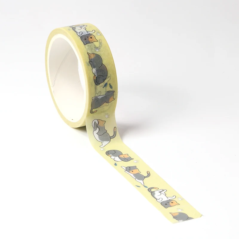 Cute Cartoon Lazy cat Masking Washi Tape Decorative Adhesive Tape Decora Diy Scrapbooking Sticker Label Kawaii Stationery