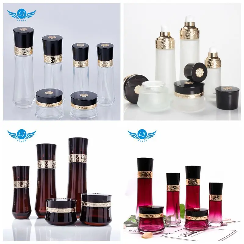 50m 40g L Luxury Face Cream Jars With Gold Aluminium Screw Lids