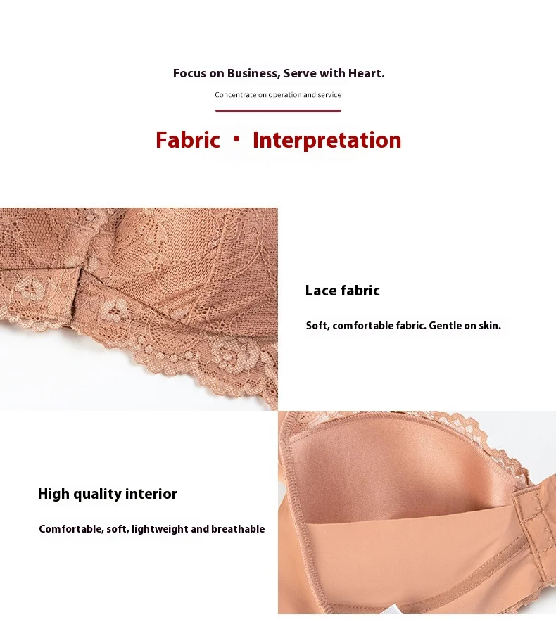 Cross-Border Ladies Seamless Thin Bra Large Size Front Opening Buckle Sexy Lace Steel Ring Back Customizable Cup Wholesale