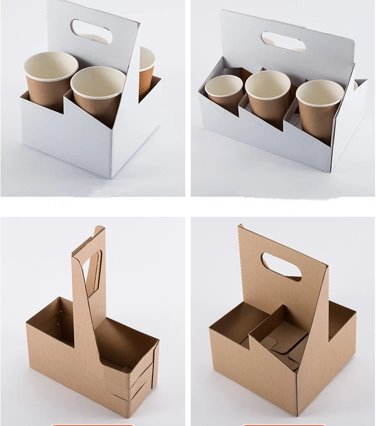 Wholesale Kraft Corrugated Paper Cup Carriers Paper Cup Holder Tray