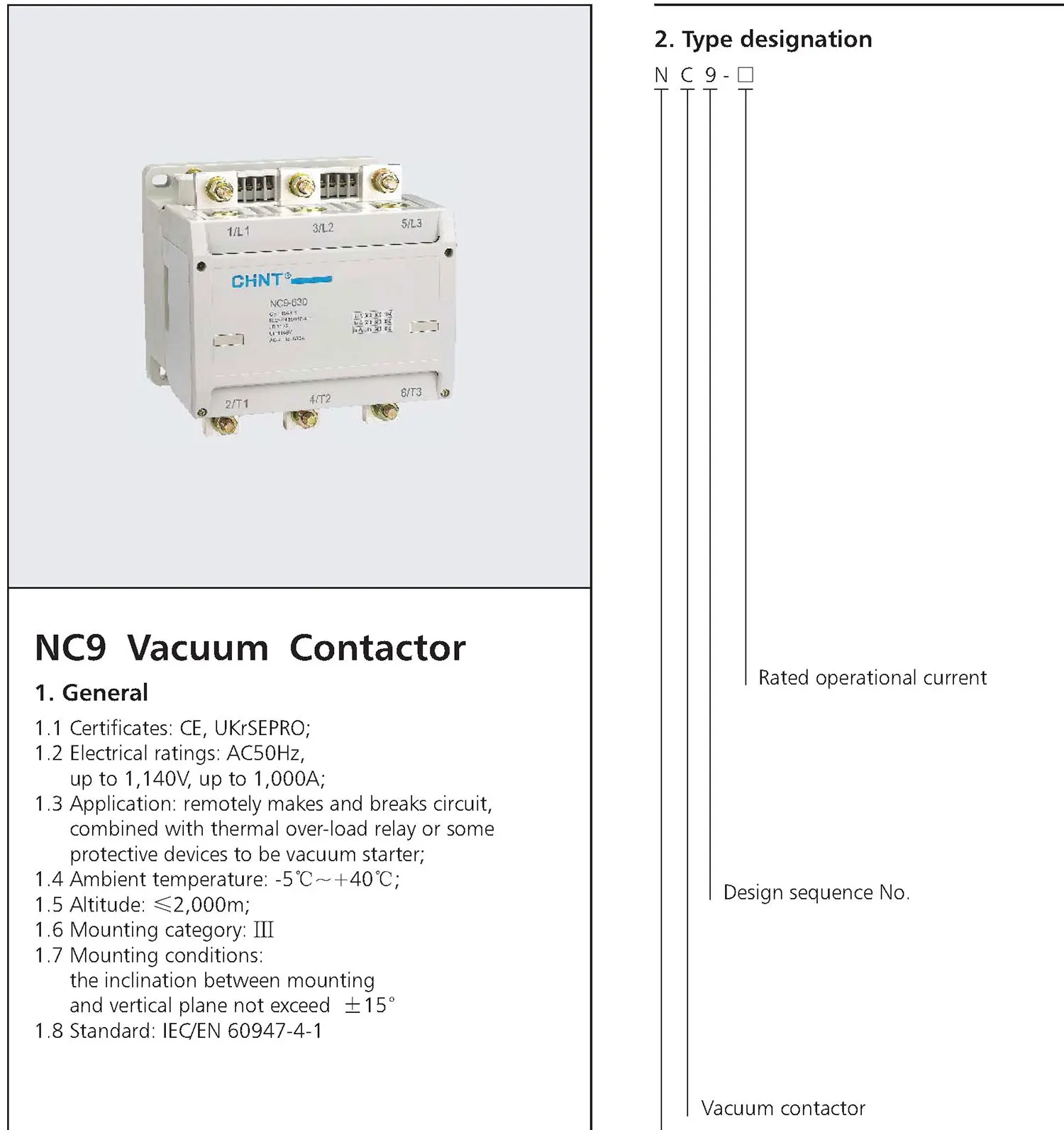 Chint original NC9 NC9-160 NC9-250 NC9-400 NC9-630 NC9-800 NC9-1000 160A 250A 400A 630A 800A 1000A CHNT Vacuum Contactor