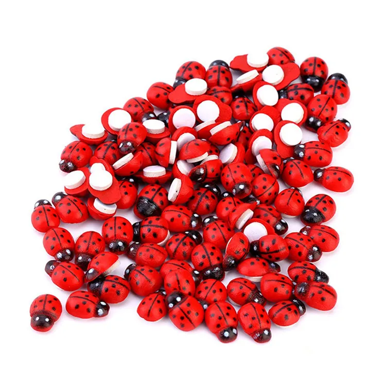 Factory Price Wooden Ladybug Shapes Wood Ladybird Stickers For Diy