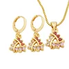 DTINA Elegant Jewelry Sets Fashion Copper Material 18 k Gold Plated Jewelry Set Pendant and Earrings Set