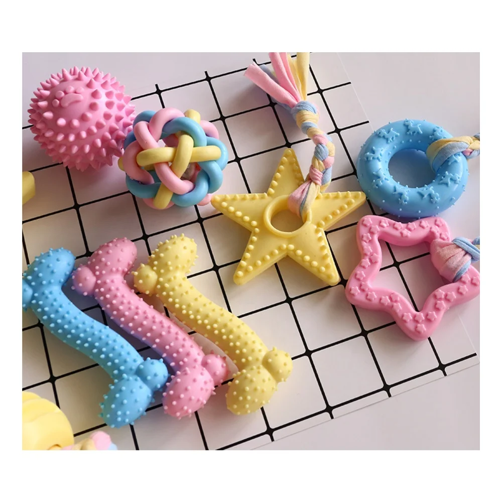 
2020 wholesale interactive pink rubber tooth cleaning dog chew ball pet toys 