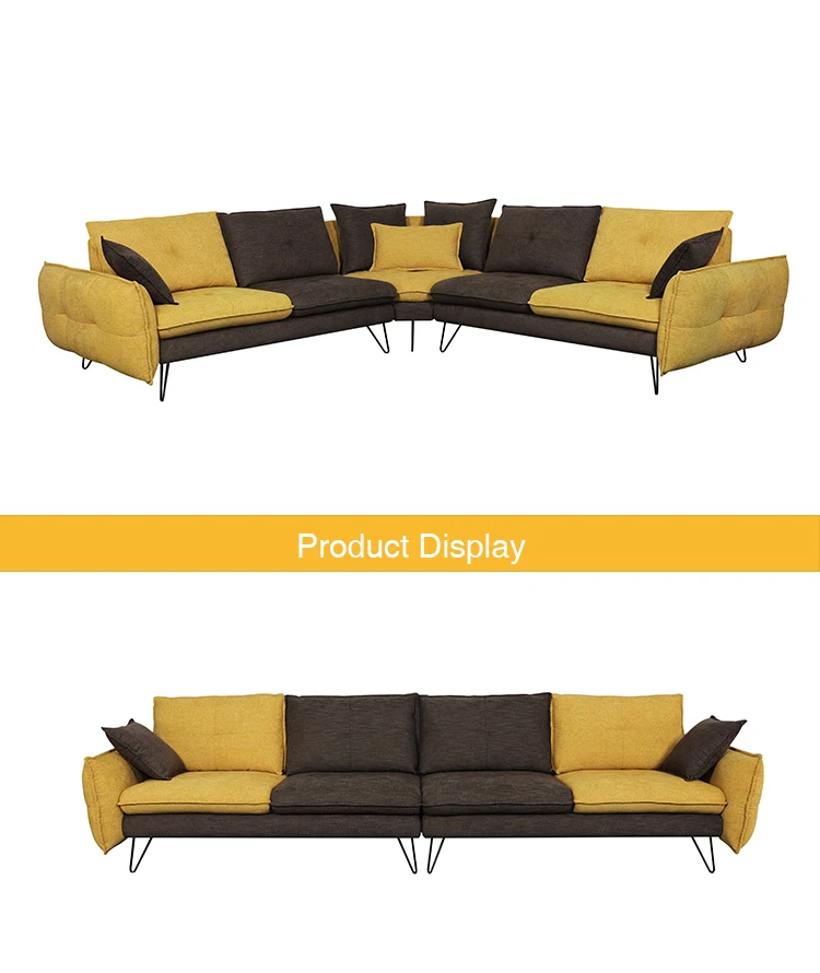 New design office waiting room adjustable backrest and large corner sofa