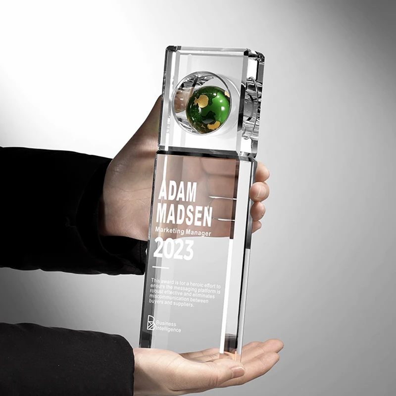 product custom made k9 crystal globe trophy creative award and company gift model  wdy 0416-6