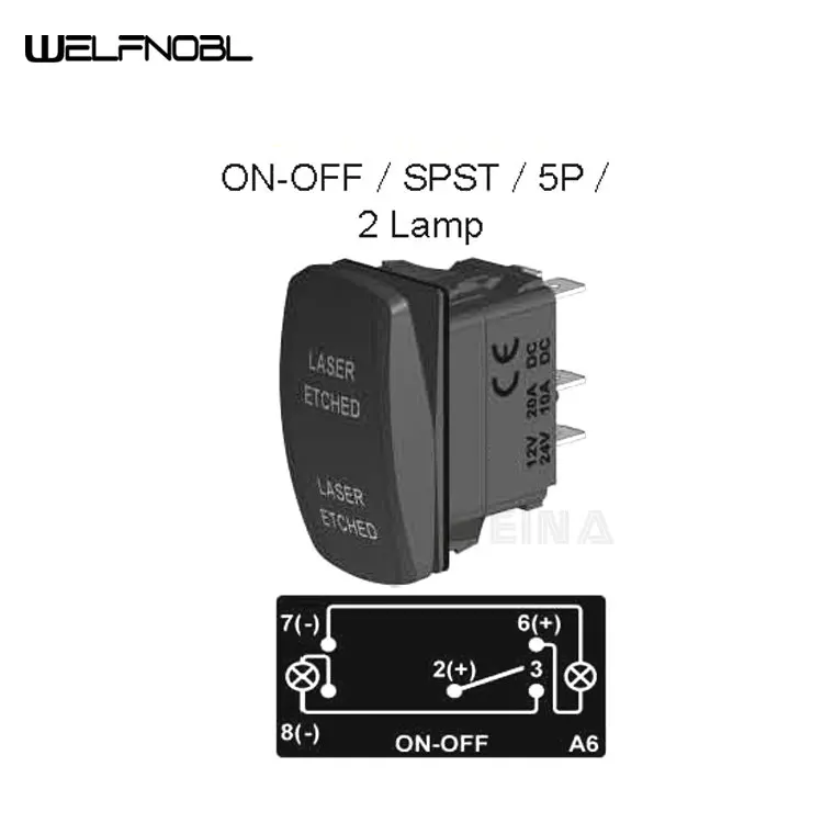 5 Pins Blue Led On Off Push Button Toggle Led Light Bar Rocker Switch