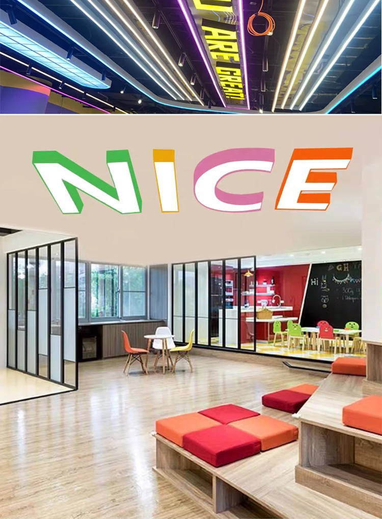 product modern style letter shaped led ceiling chandelier customized design for kindergarten studio library classroom-10