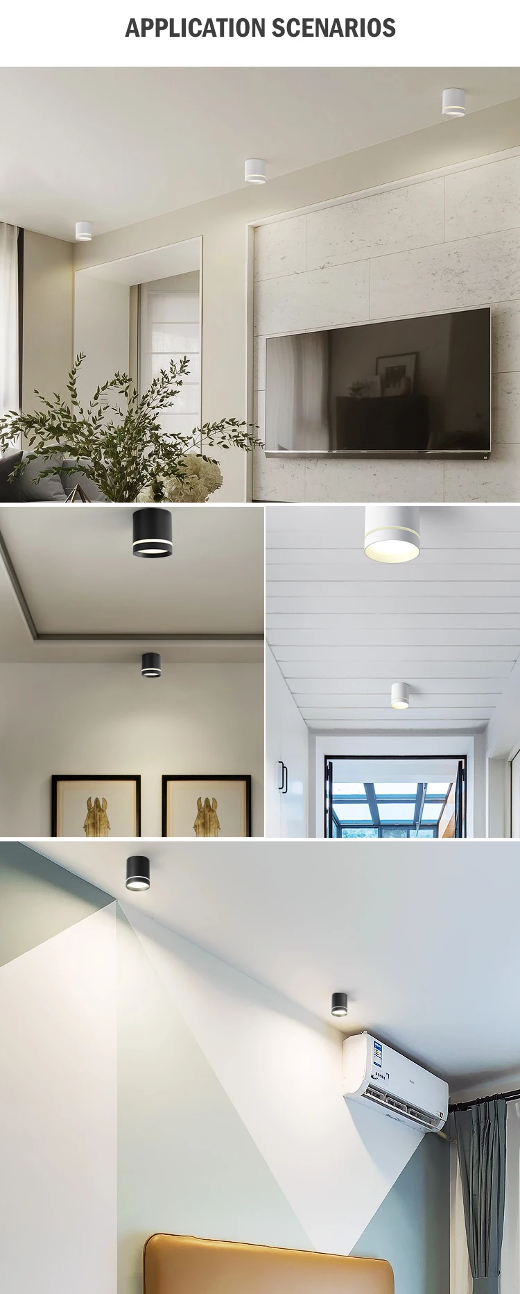 2021 Eurpoean design 5W SMD interior cylindricity aluminum home simple black white led down light