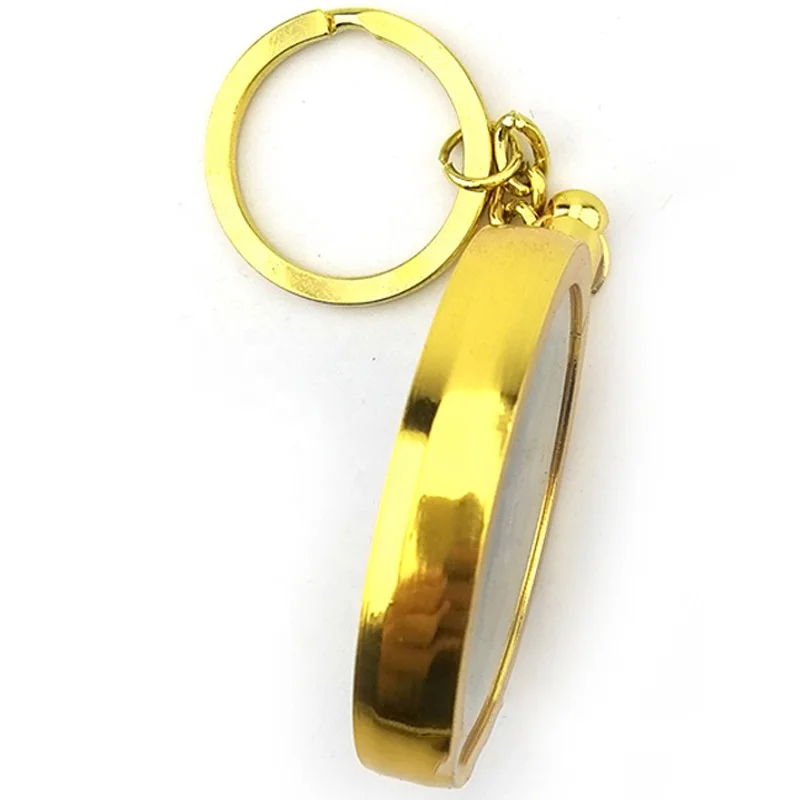 Challenge Coin Holder Keychain Gold Plated Metal Flat Coin Holder Key