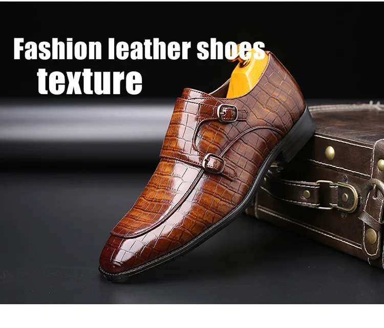 Mens Brown Black Formal Smart Slip On Shoes Textured PU Leather Italian Design 