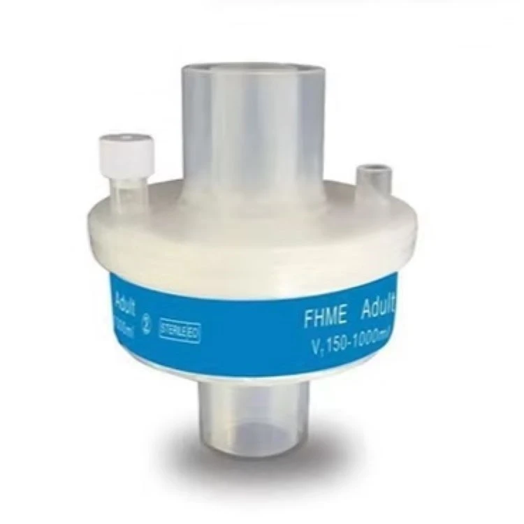 
nasal mount catheter with active hme moisture and heat exchange filter 