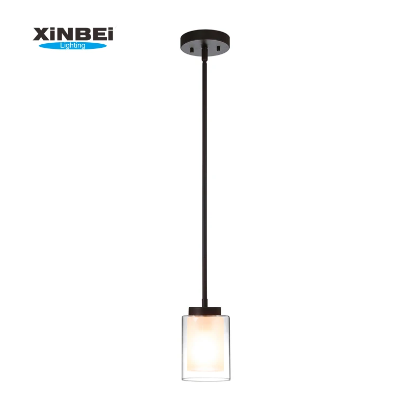 XiNBEi Indoor Decorative Dark Bronze Home Kitchen Hanging Glass Pendant Light 1 Light Modern Pendant Lamp