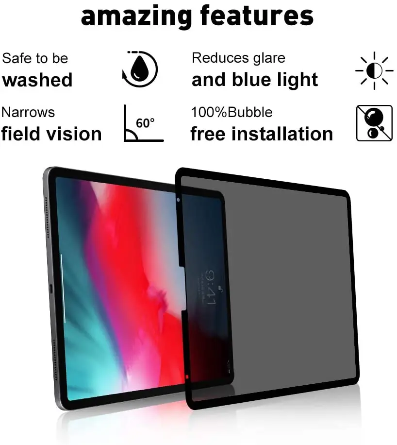 Fully Removable Privacy Screen Protector For Ipad Pro 12.9 Inch 3h Anti
