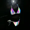 Women Reflective Bikini Push Up Bodysuit Swimsuit Two Piece Swimwear