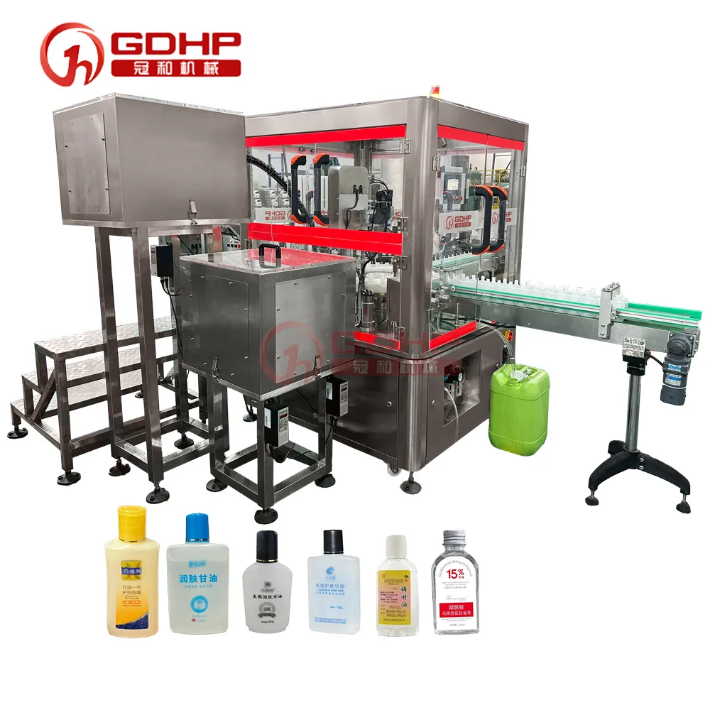 Customized All-In-One Automatic Rotary Filling Capping Machine for Cosmetics Food Emollient Oil Body Lotion Glycerin Water PLC