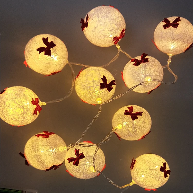 Indoor 1.5M Mini Cotton Ball Christmas Decoration String Light