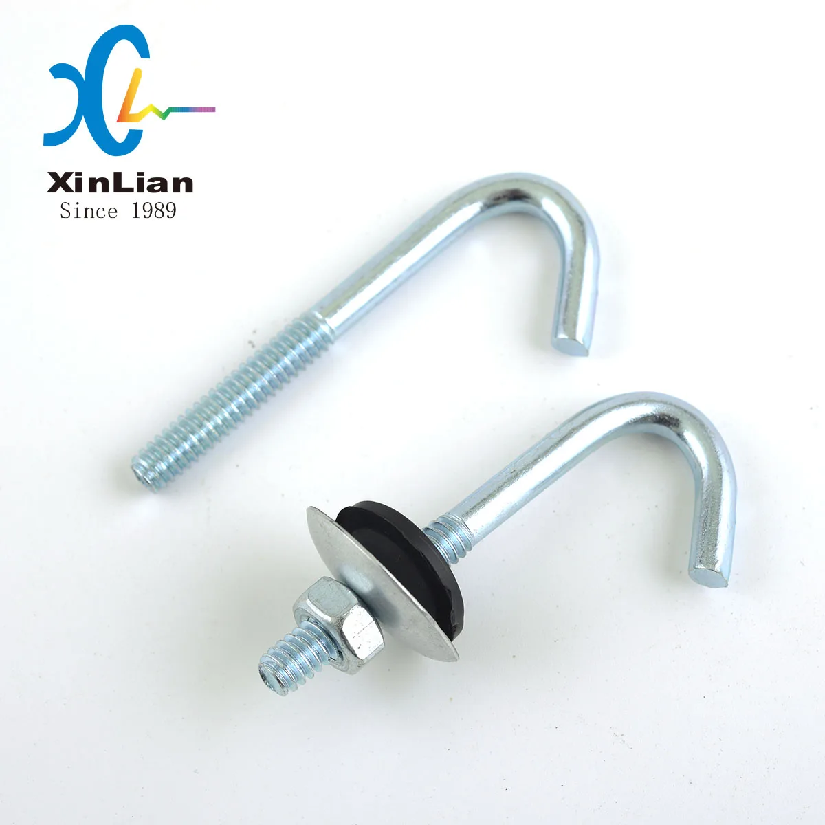 Galvanized J Anchor Bolt Threaded J Hook Bolt With Nut Washers For