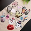 sequin embroidery milk tea cup clothes decoration patch