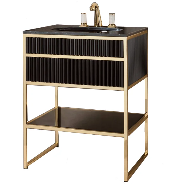 Luxurious Hotel Vanity Unit Gold Profiles And Marble Countertop Buy